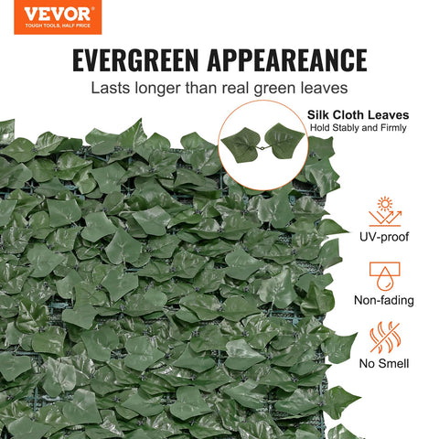 VEVOR artificial ivy fence detailed leaves showing realistic veining for natural-looking backdrop.