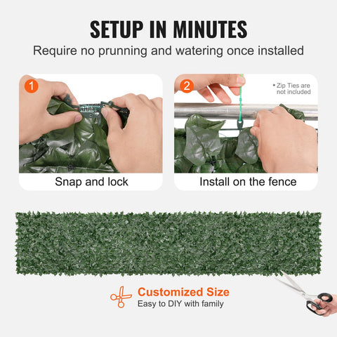 VEVOR artificial ivy fence mesh-backed panel ready for easy install.