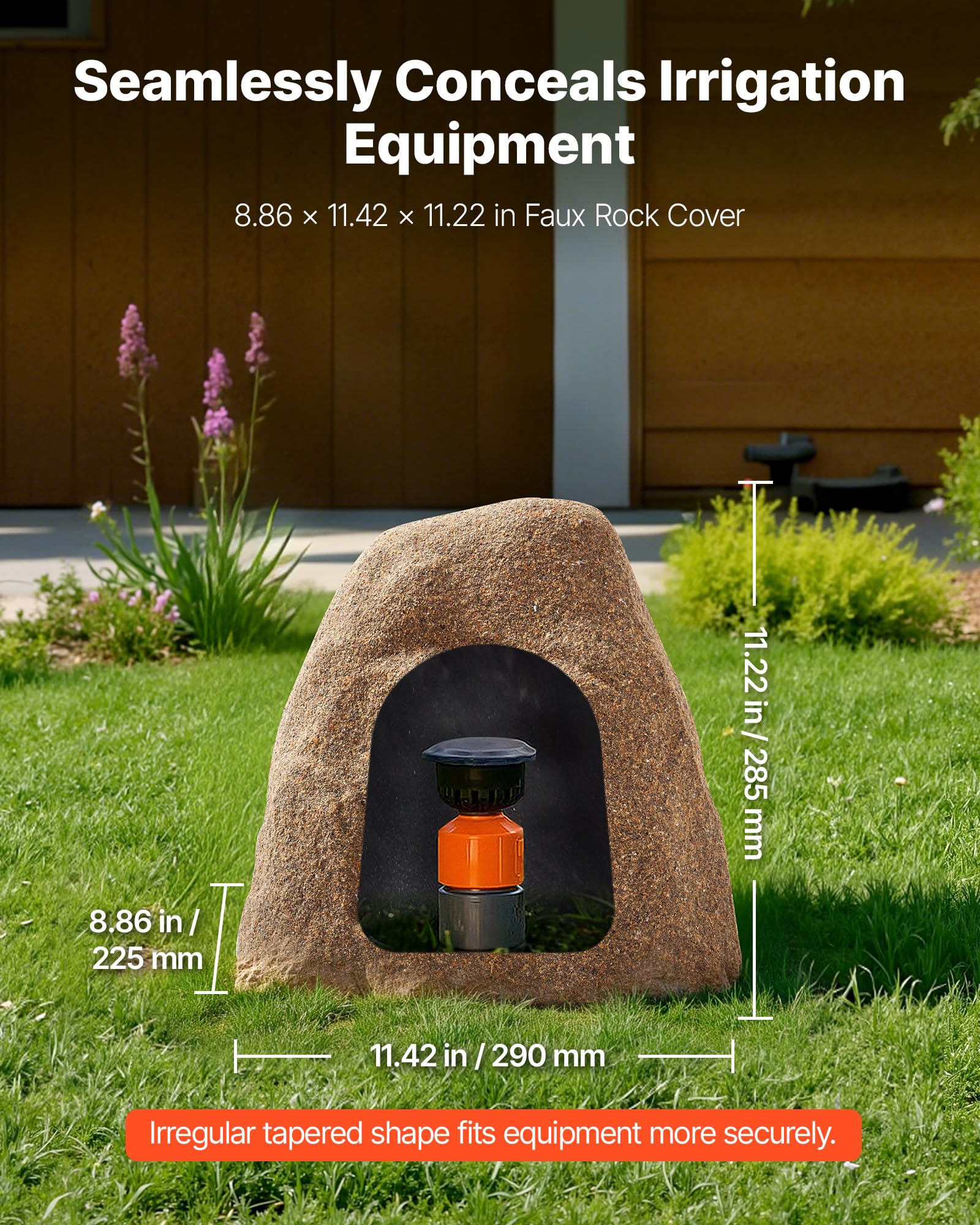 VEVOR rock cover conceals pipes with a stone-like appearance