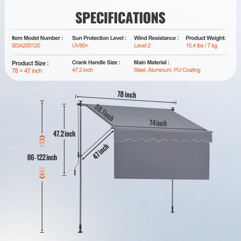VEVOR crank handle demonstrates easy angle adjustment