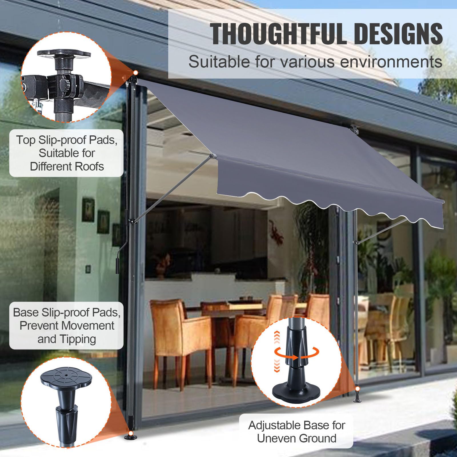 VEVOR awning fabric 180g polyester with PU coating for rain resistance