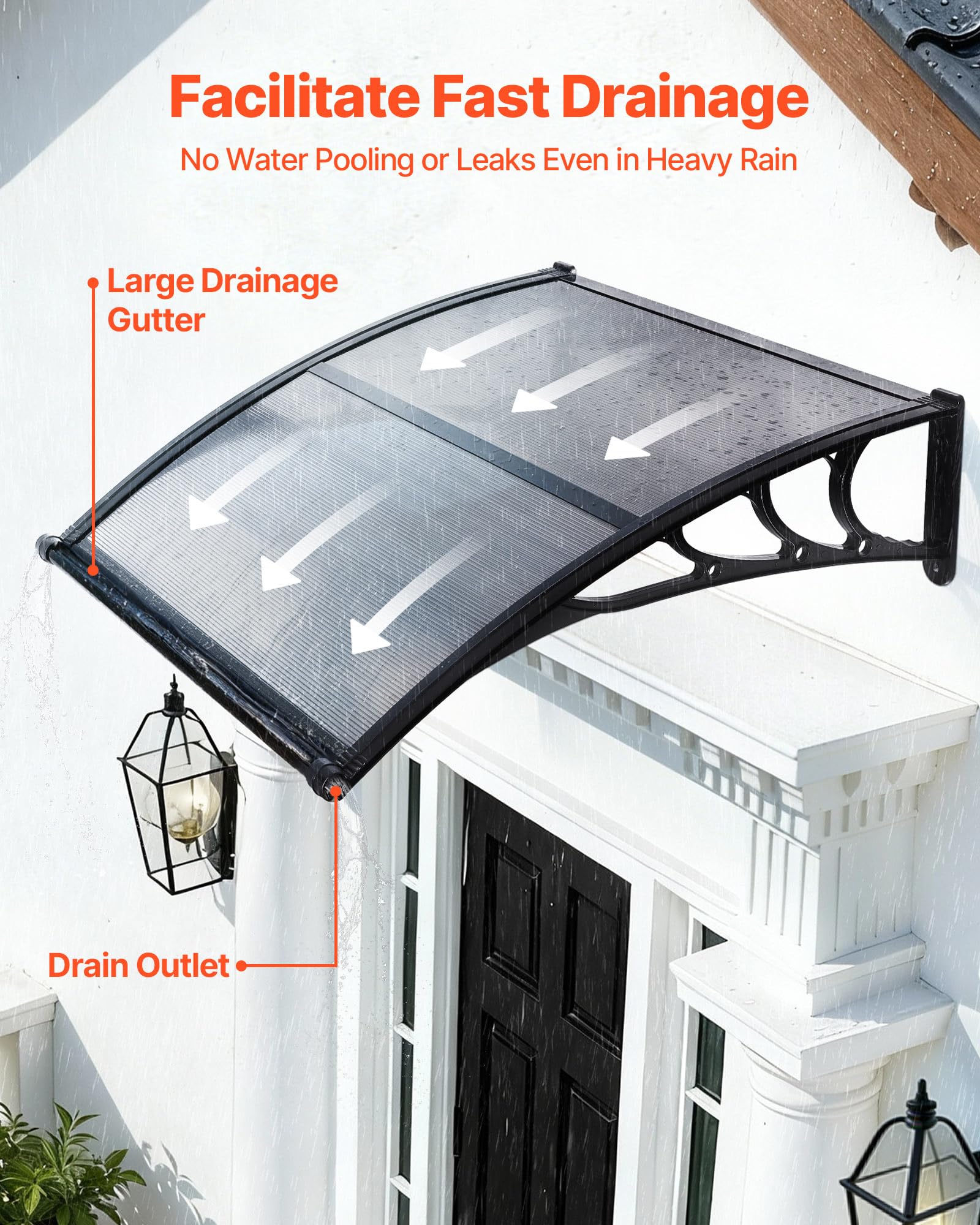VEVOR door porch polycarbonate cover offers clear visibility and protection.