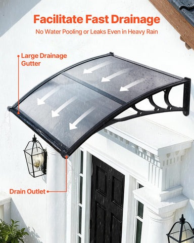 VEVOR door porch polycarbonate cover offers clear visibility and protection.