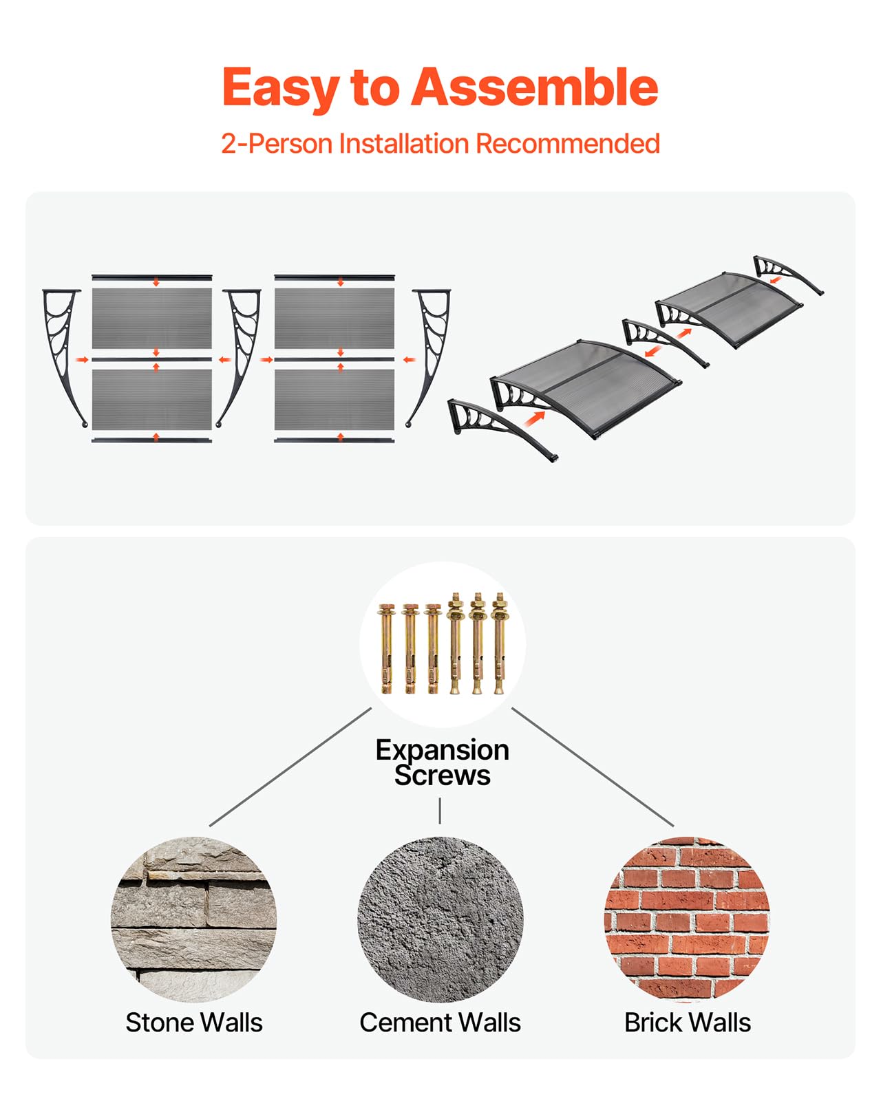 VEVOR Easy DIY install kit makes mounting simple for brick, concrete, or wood