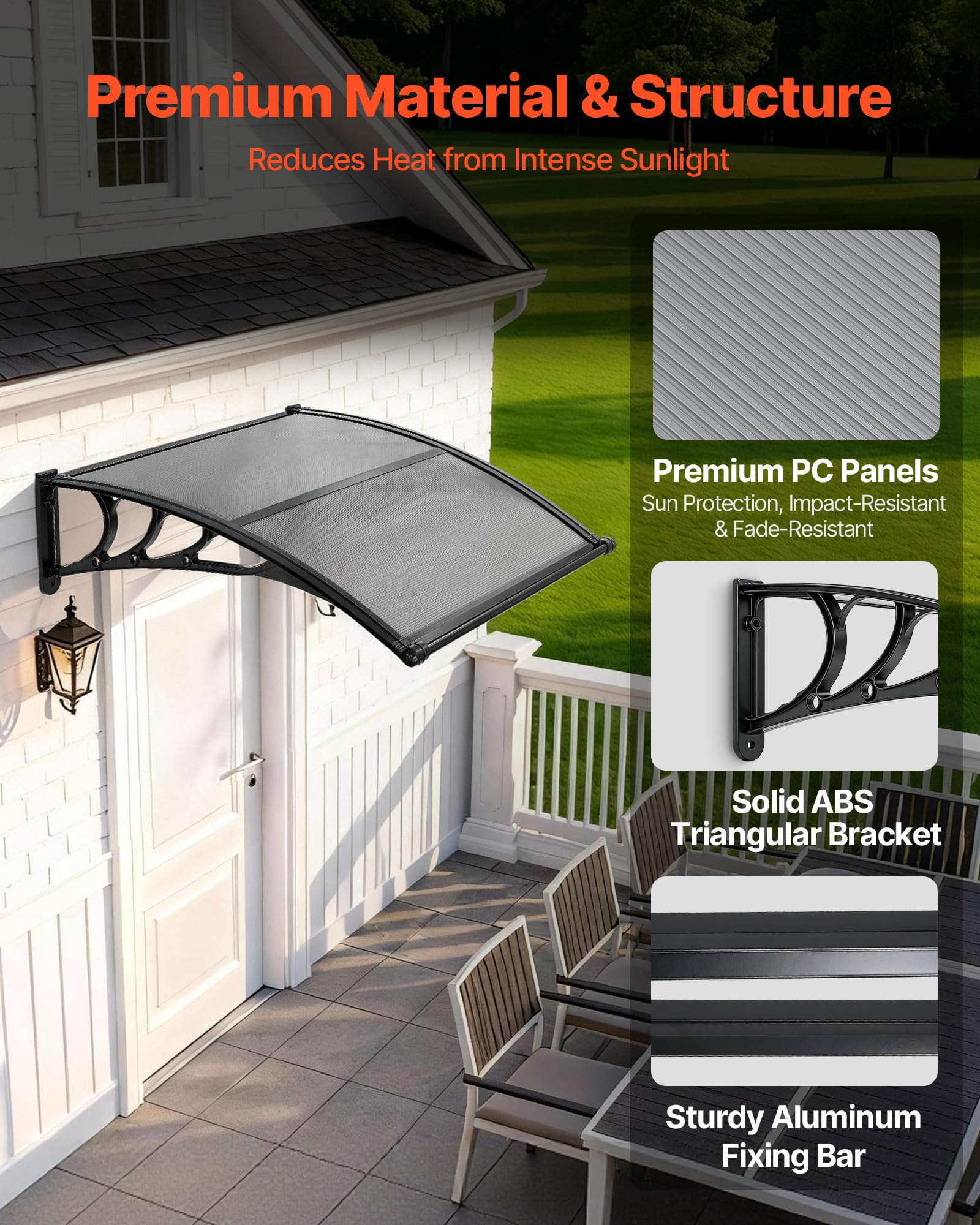 VEVOR patio awning resists wind while enhancing outdoor space.