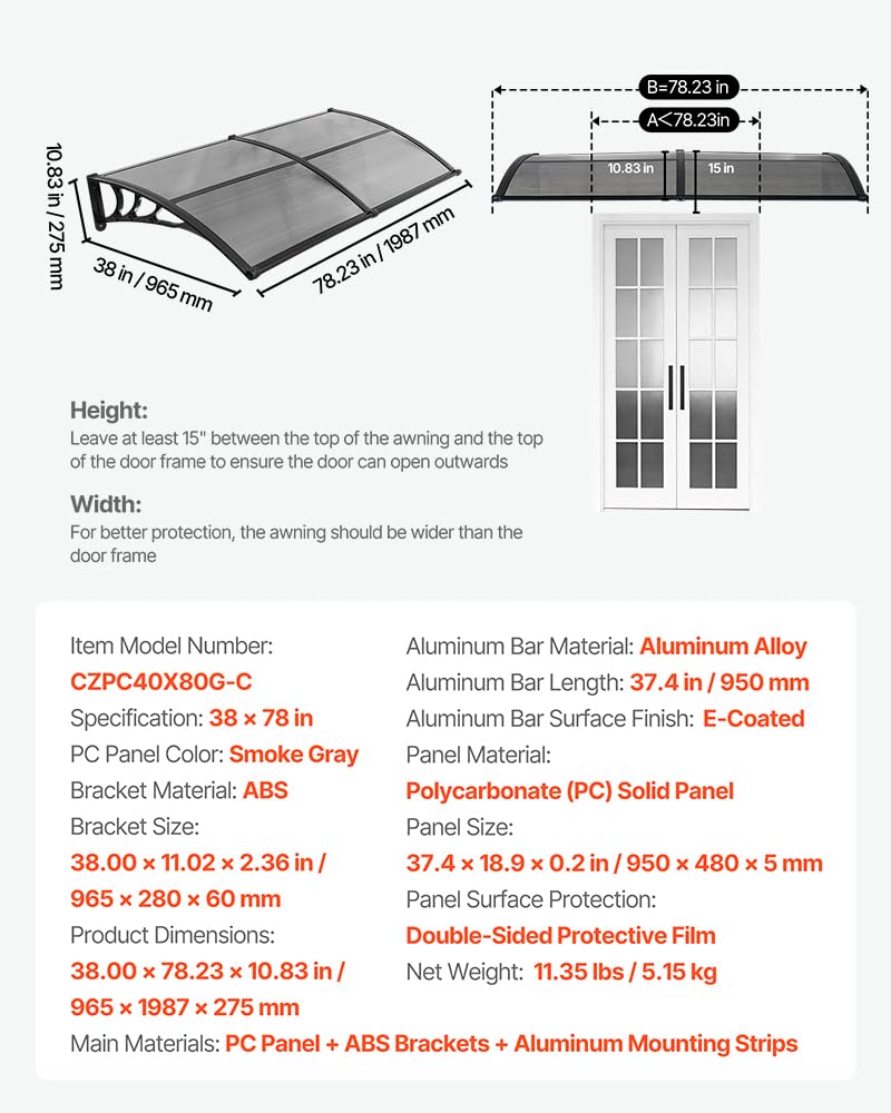 VEVOR Window balcony patio use suitable for homes and storefronts