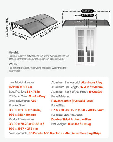 VEVOR Window balcony patio use suitable for homes and storefronts