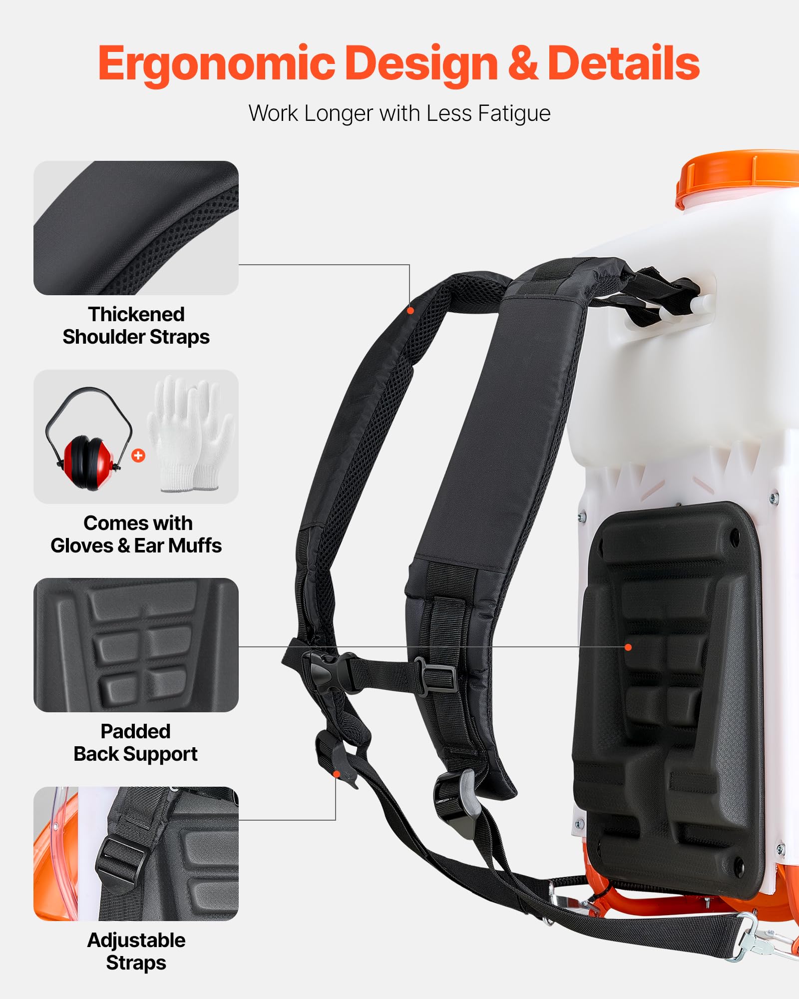 VEVOR backpack fogger ergonomic shoulder straps reduce fatigue