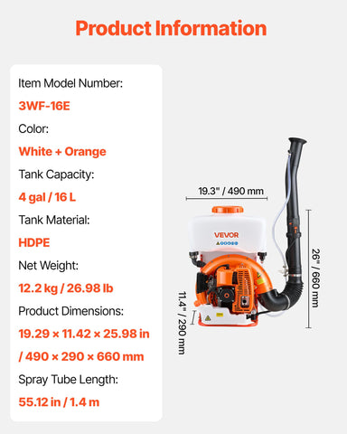 VEVOR backpack fogger supports powder dusting for versatile tasks