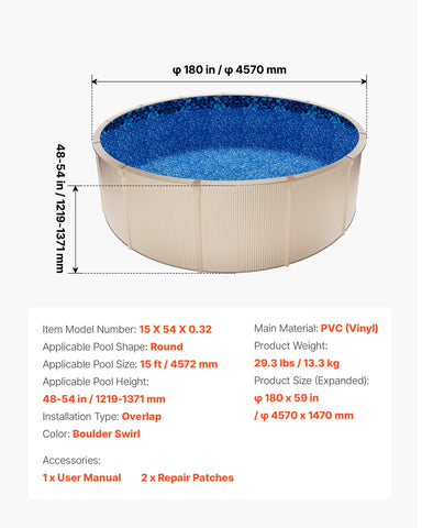 VEVOR backyard pool liner complements outdoor spaces with a finished look.