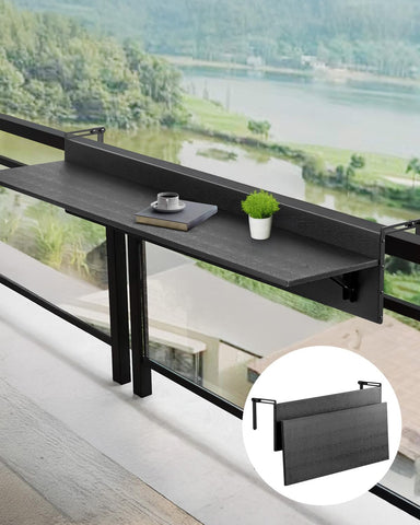 VEVOR balcony hanging table assembled on railing, sturdy 315x12 inch dining surface for meals and light work