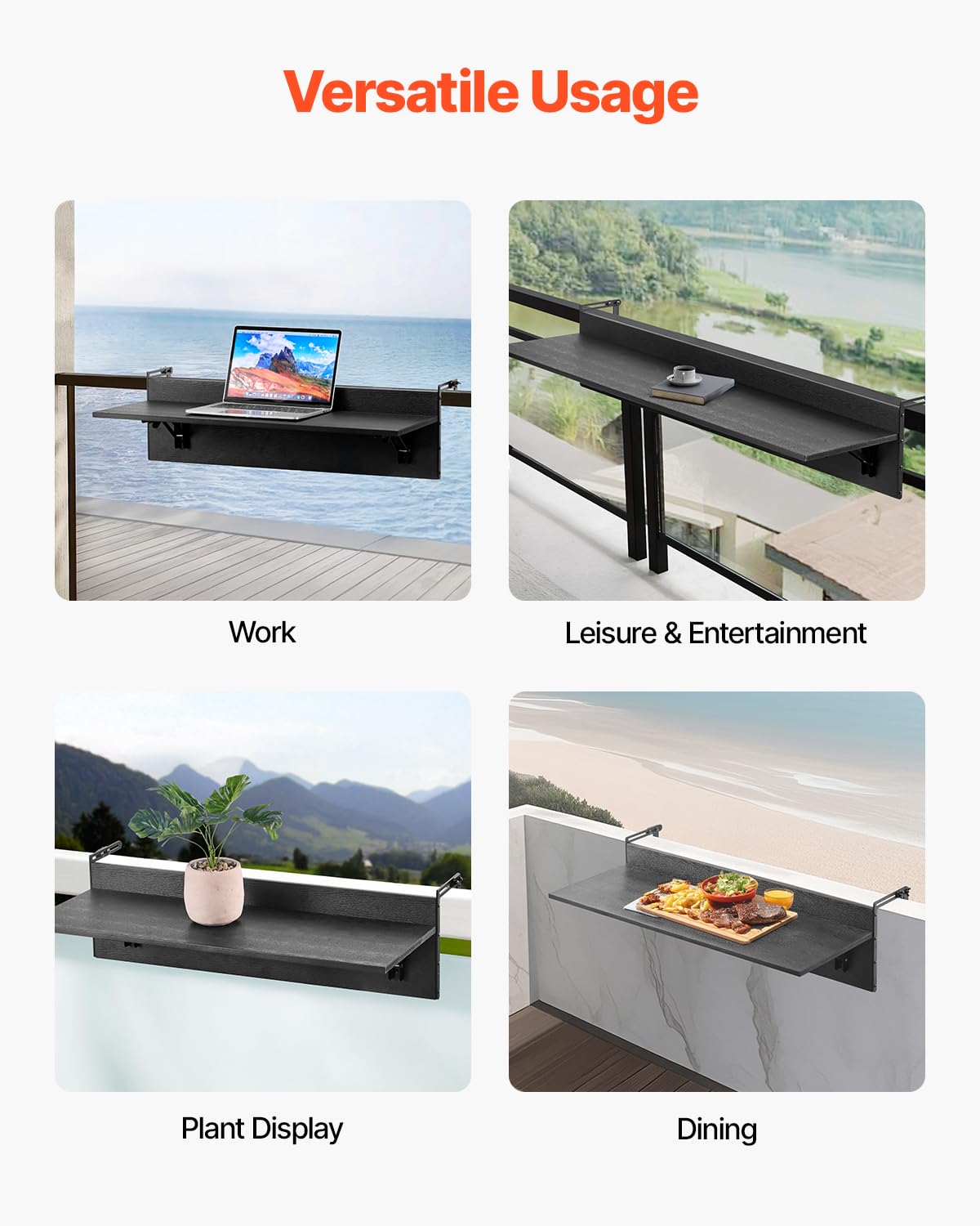 VEVOR balcony hanging table plant display and decorative items