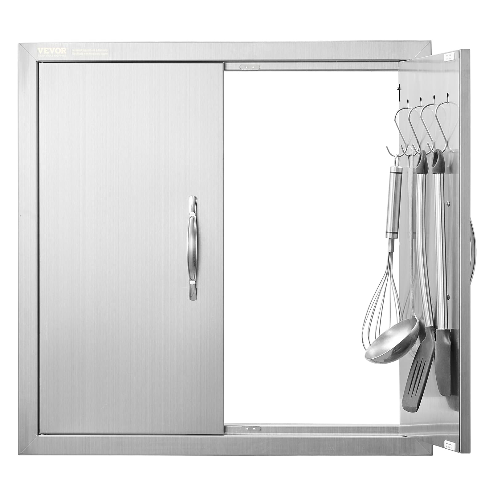 VEVOR BBQ access door front view in brushed stainless for outdoor kitchens.