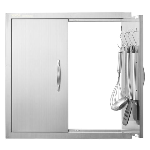 VEVOR BBQ access door front view in brushed stainless for outdoor kitchens.