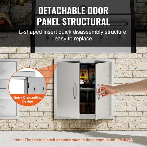 VEVOR BBQ access door hidden-handle close-up for safer exterior.