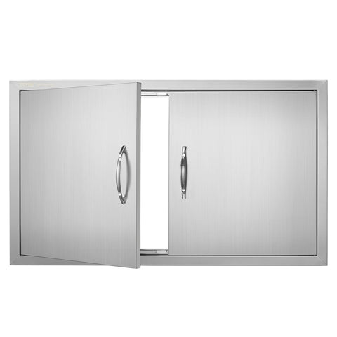 VEVOR BBQ access door front view showing flush stainless steel exterior for outdoor kitchens.