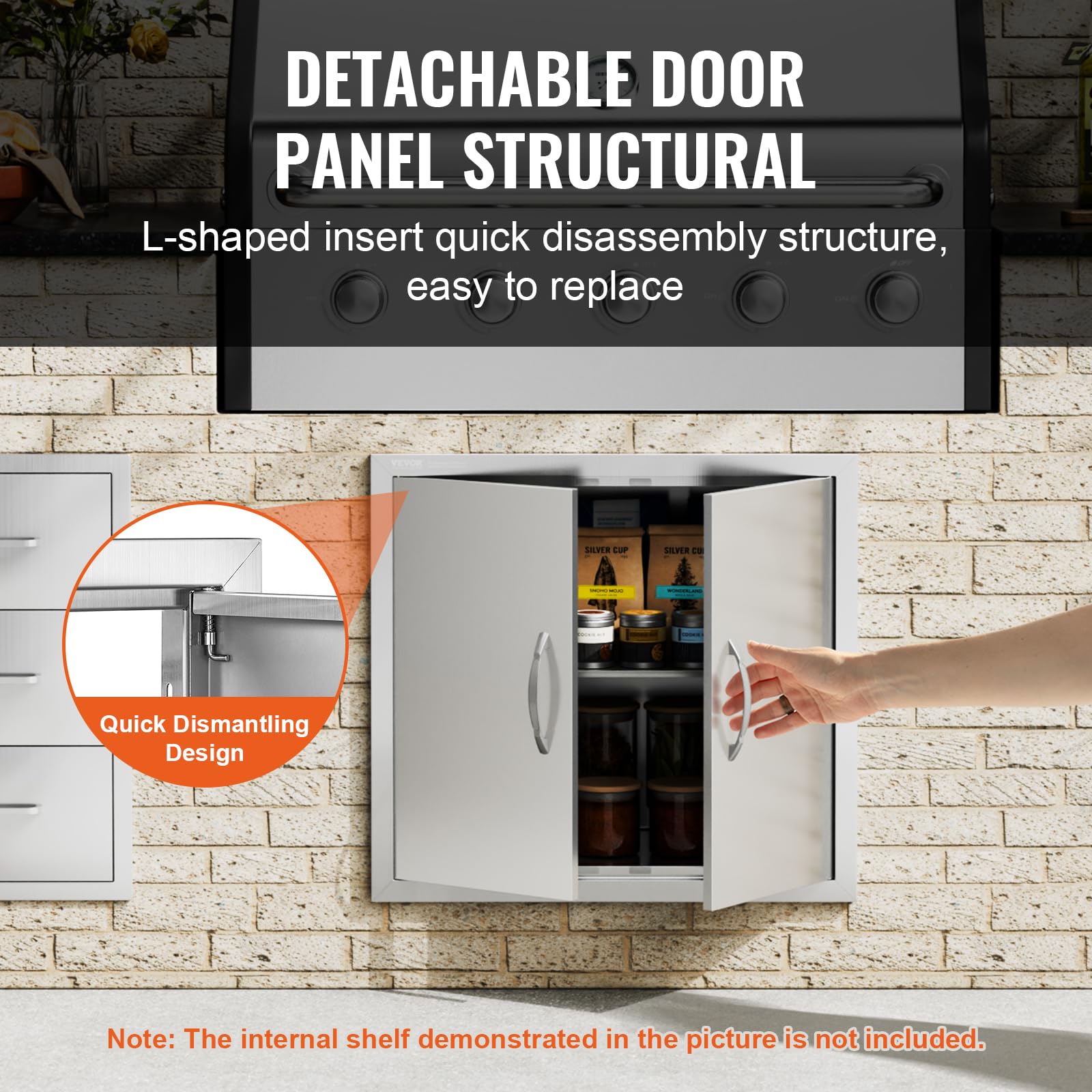 VEVOR BBQ access door detachable panel enables quick maintenance and replacements.
