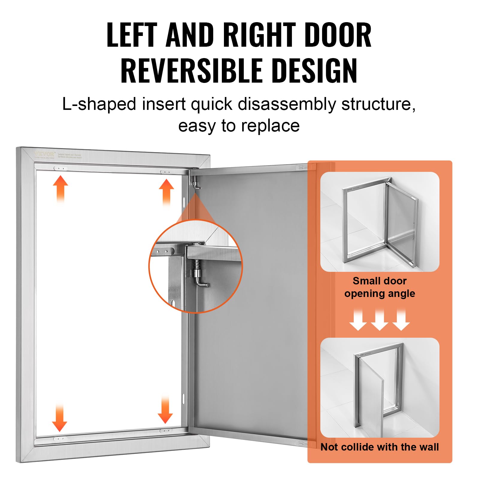 VEVOR access door frame detail highlights thickened edges for safe, durable use