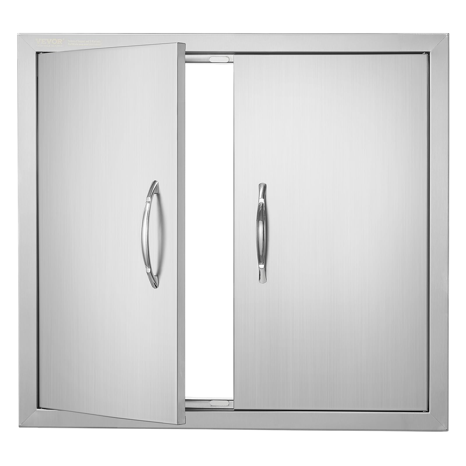 VEVOR BBQ access door front view highlights stainless steel durability for outdoor kitchens.