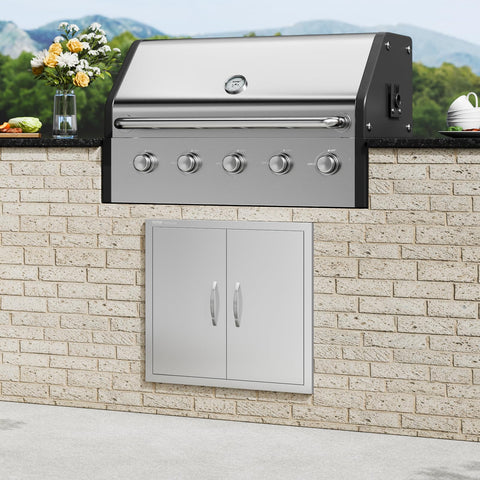 VEVOR BBQ access door handles provide easy grip during outdoor cooking.