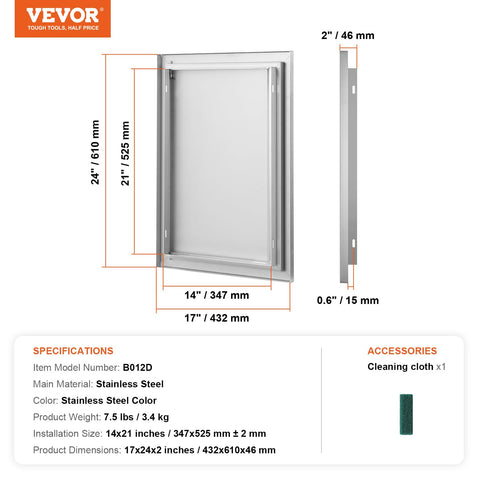 VEVOR installation template included enables quick embedment into standard outdoor walls