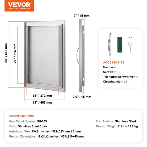 VEVOR BBQ access door installation template eases wall mounting