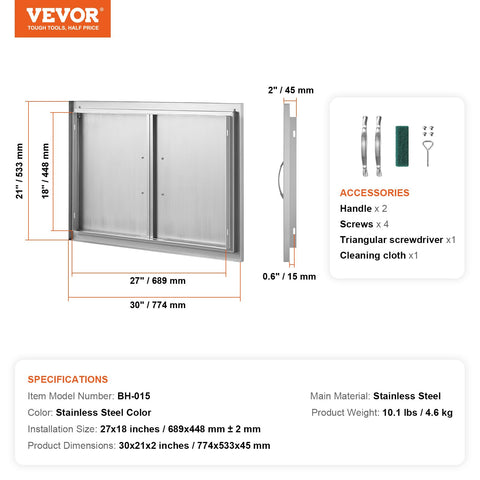 VEVOR BBQ Access Door CAD installation template for precise mounting