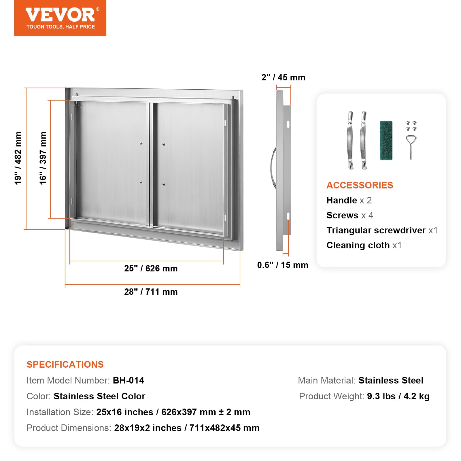 VEVOR BBQ Access Door installation template included for precise fit
