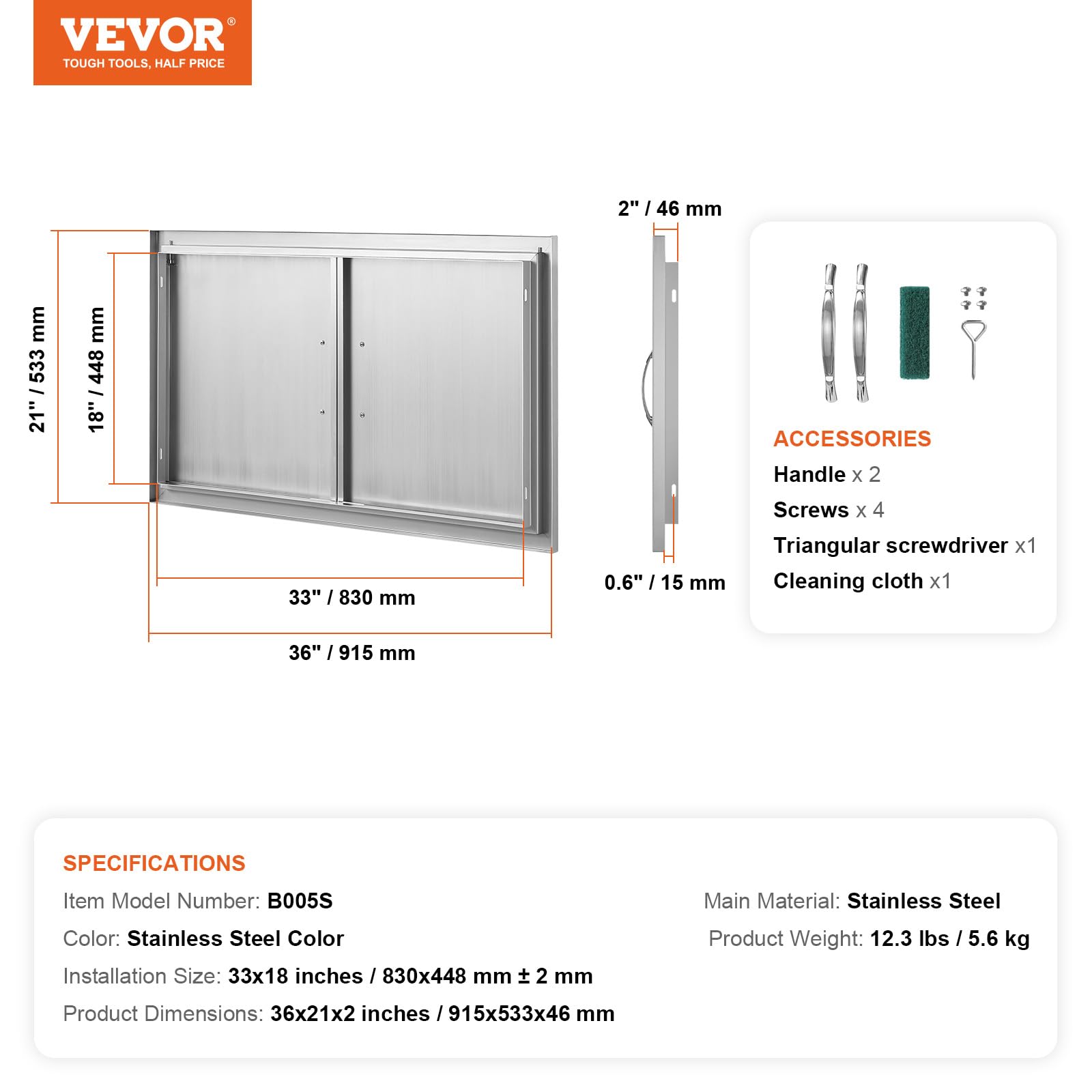 VEVOR installation template shown for precise wall mounting and easy alignment.