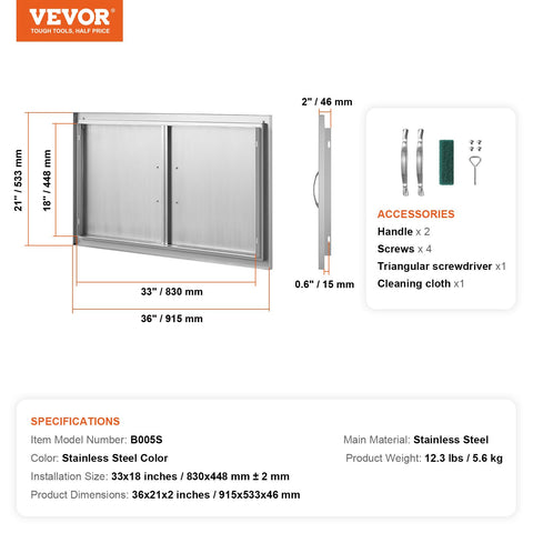 VEVOR installation template shown for precise wall mounting and easy alignment.