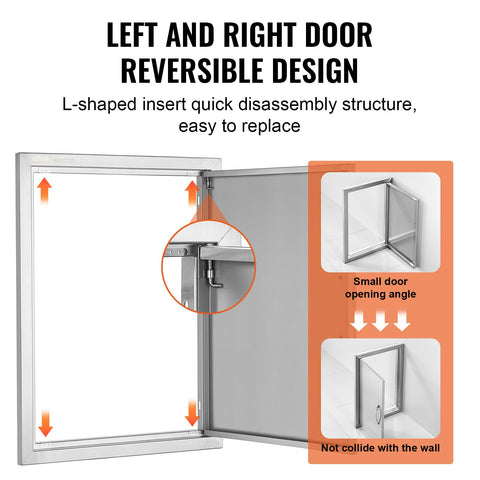 VEVOR BBQ access door left-right reversible feature for flexible installation.