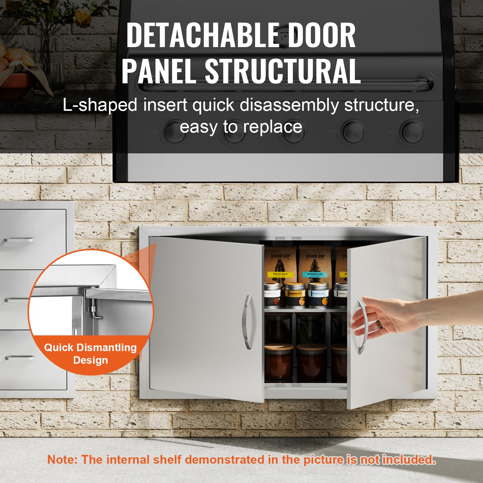 VEVOR BBQ door magnet closure keeping cabinet contents secure.