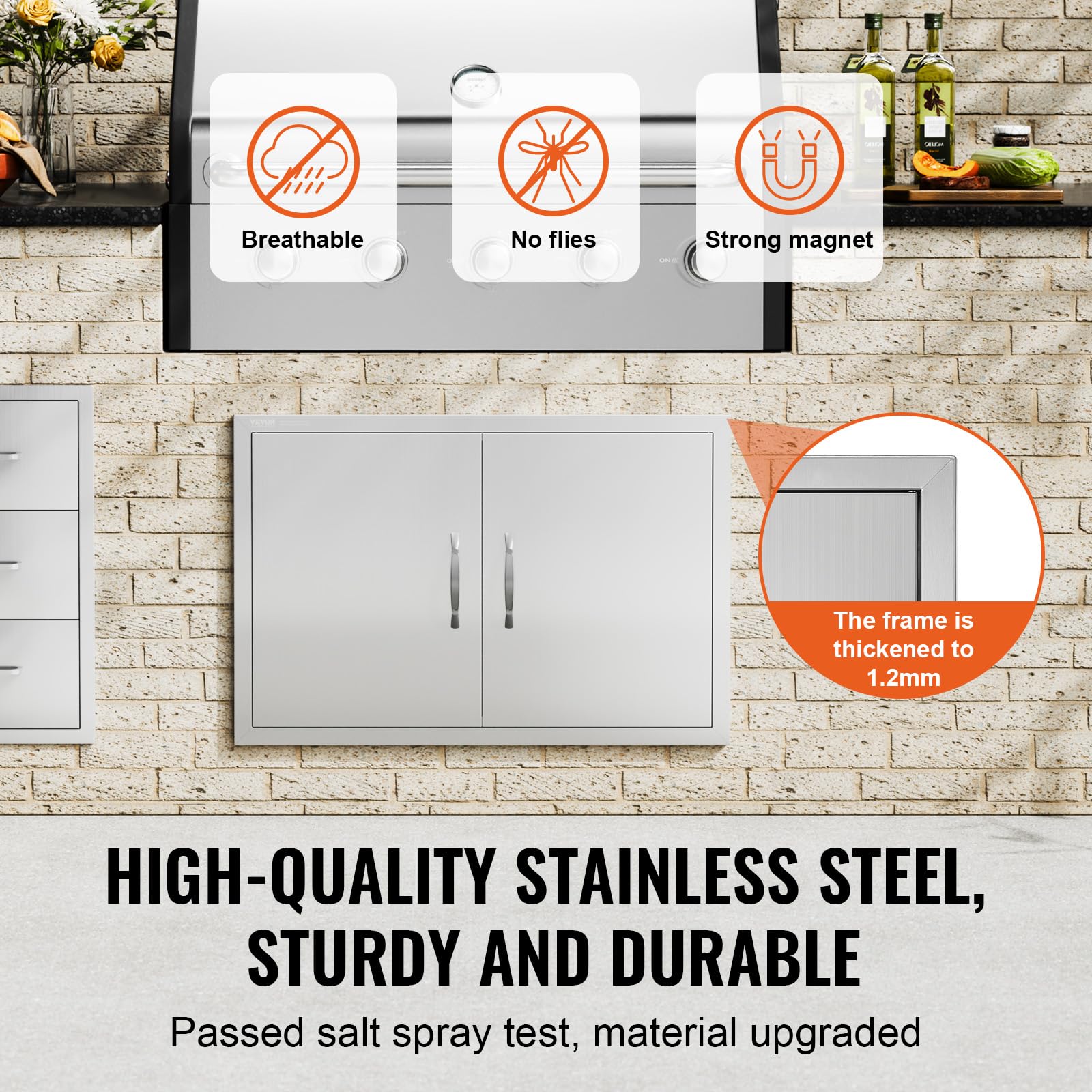 Magnetic closure feature on VEVOR BBQ access door for secure seal