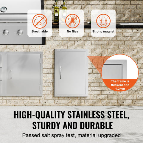 VEVOR BBQ access door magnets closure demonstrates secure cabinet when not in use