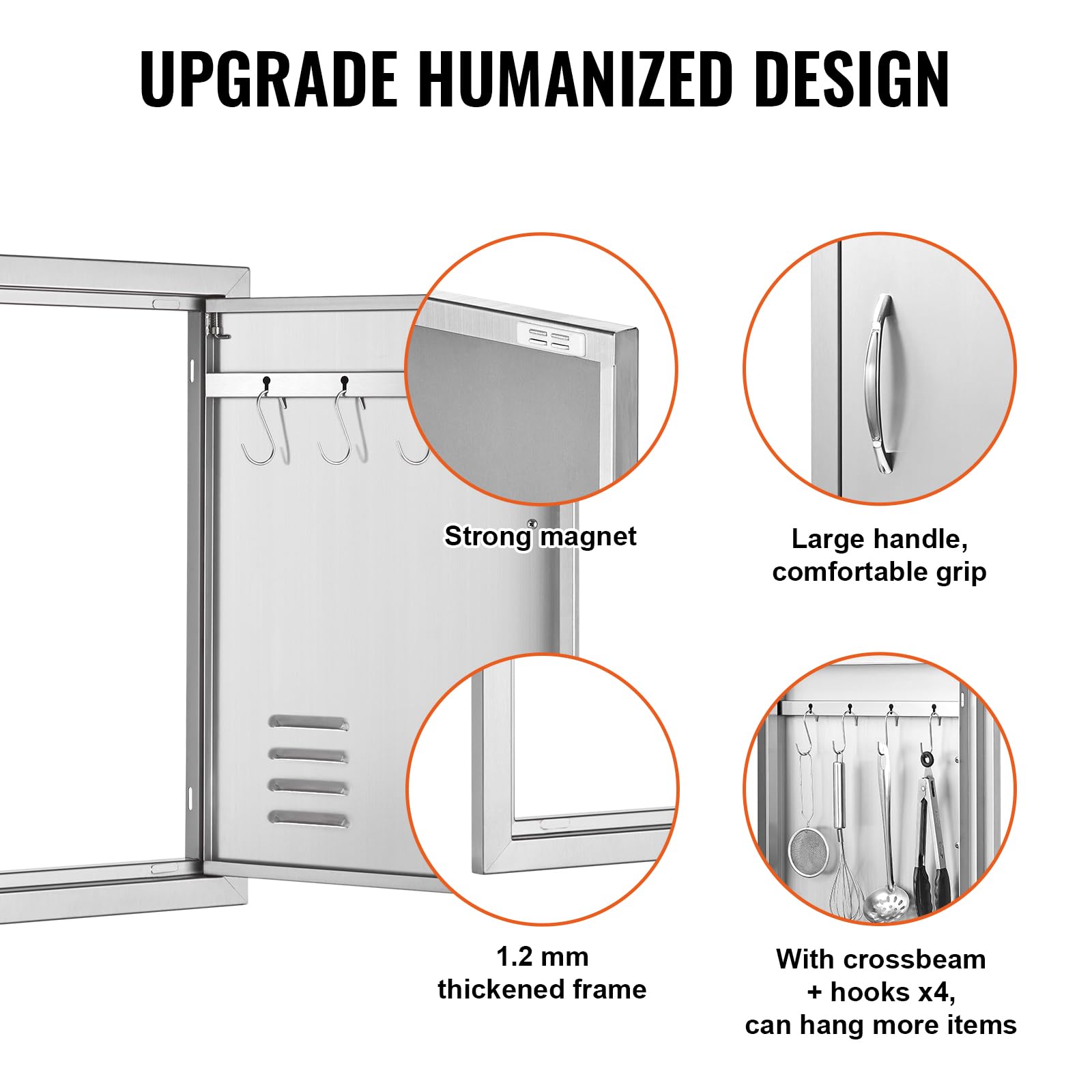 VEVOR BBQ access door reversible design for flexible installation.