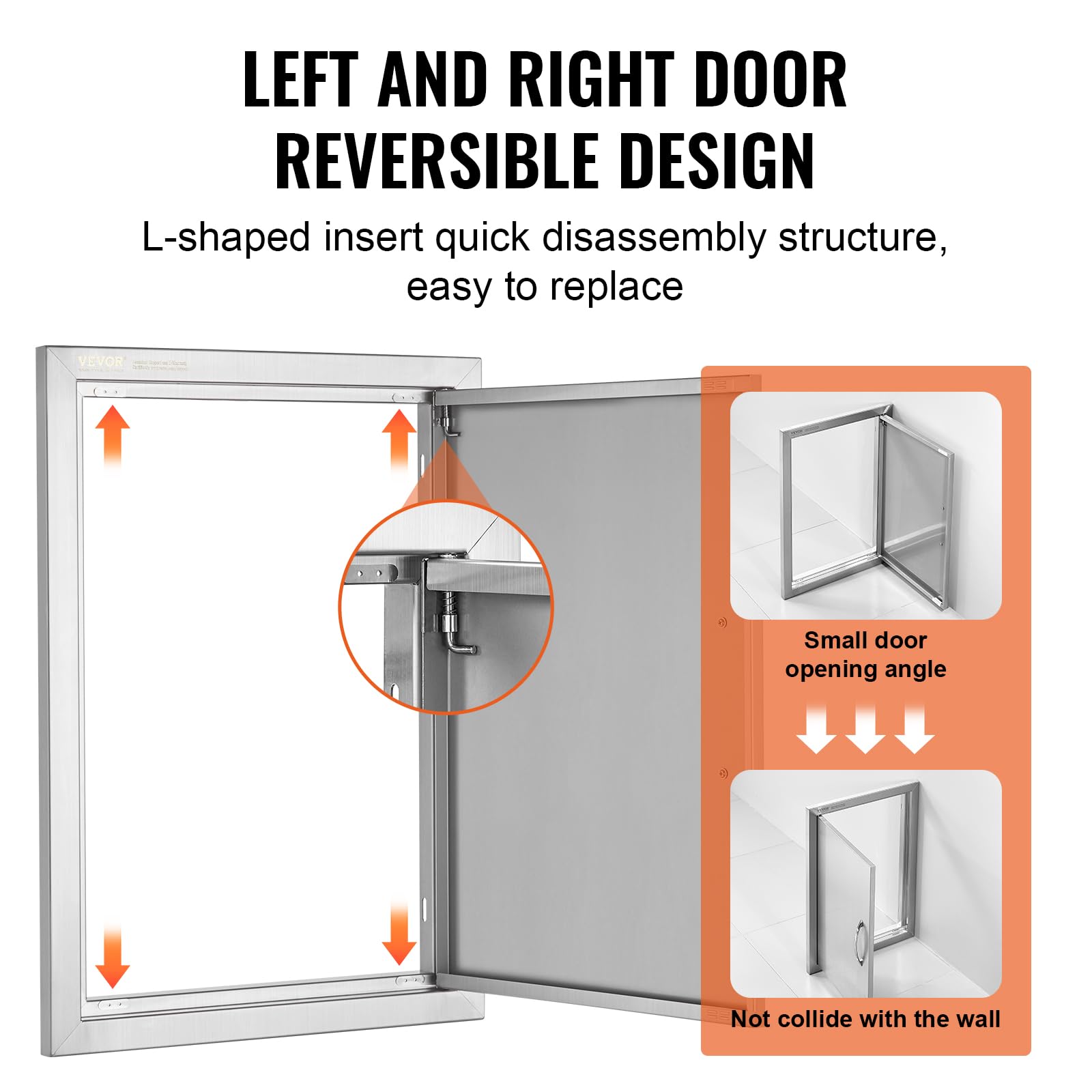 VEVOR BBQ access door reversible hinge enables flexible orientation for any layout