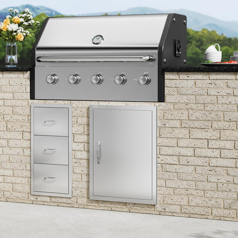 VEVOR BBQ access door seamless design emphasizing clean lines and weatherproofing.