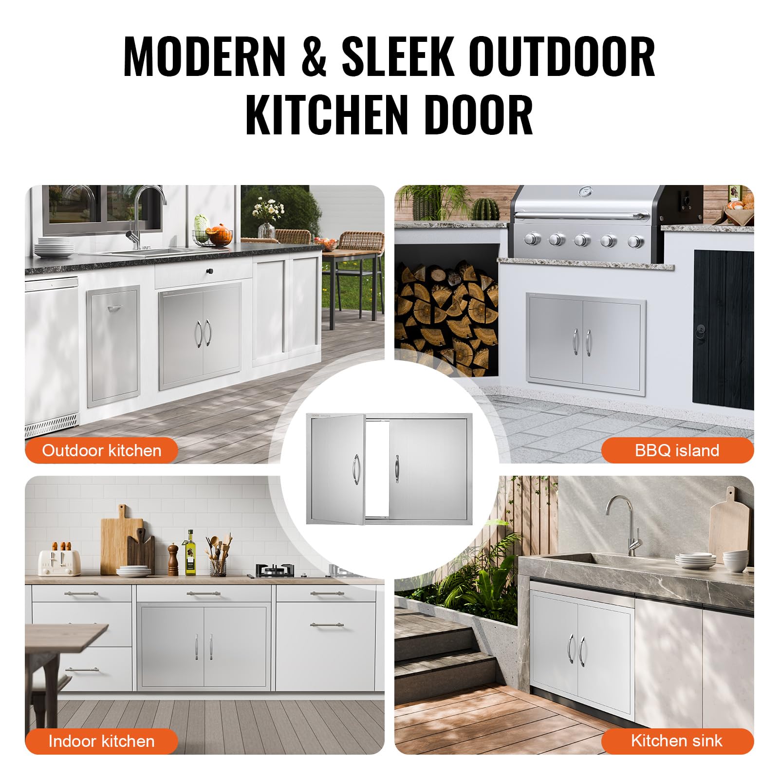 Wall-mounted flush-mount VEVOR BBQ access door in outdoor space