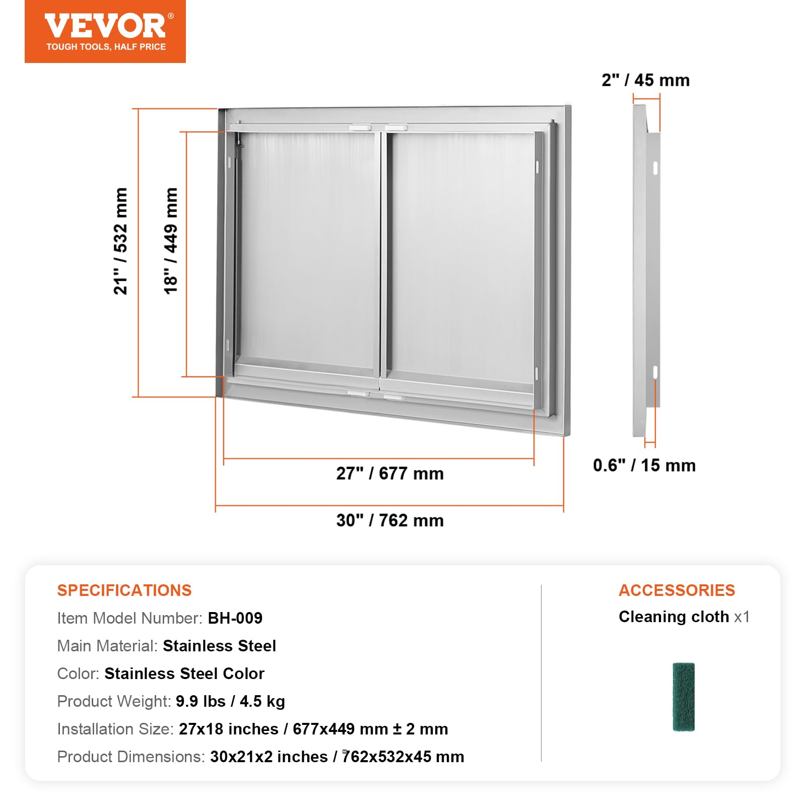 VEVOR door rustproof and waterproof for outdoor weather.