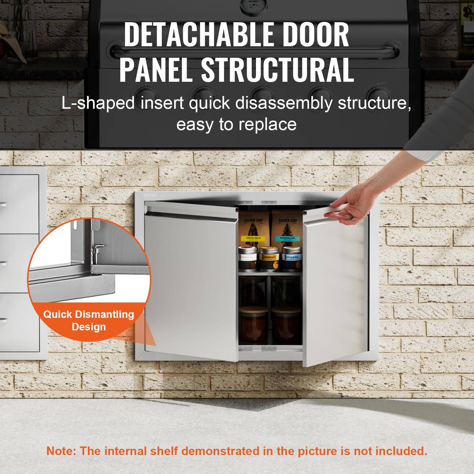 VEVOR door hidden handle keeps surfaces smooth and safe.