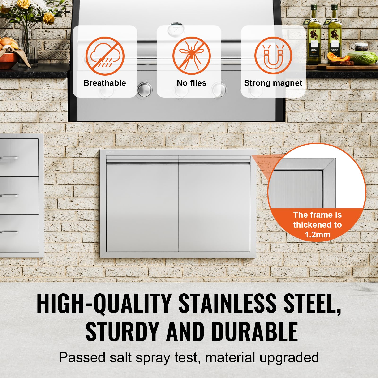 VEVOR door seamless frame design adds durability and a sleek look.
