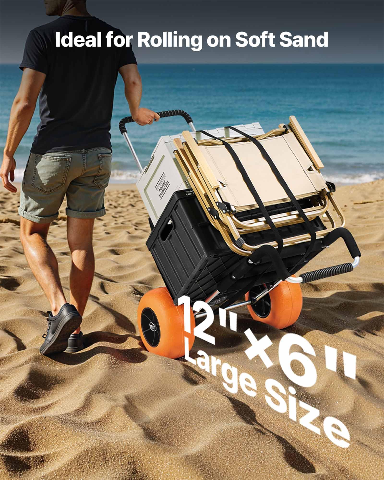 VEVOR Beach Dolly foldable deck rotates 90 degrees for easy storage