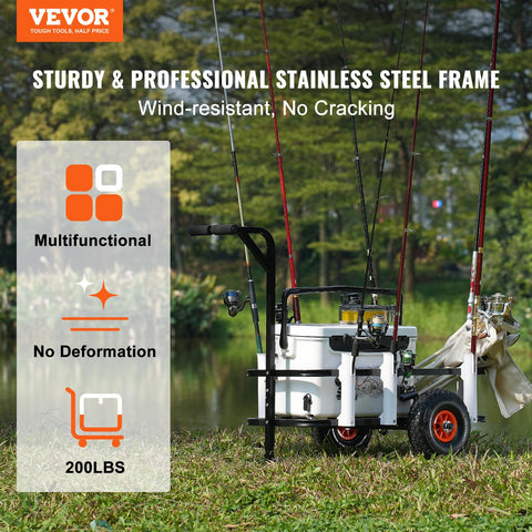 VEVOR 11 inch inflatable wheels glide over sand for smoother transport.