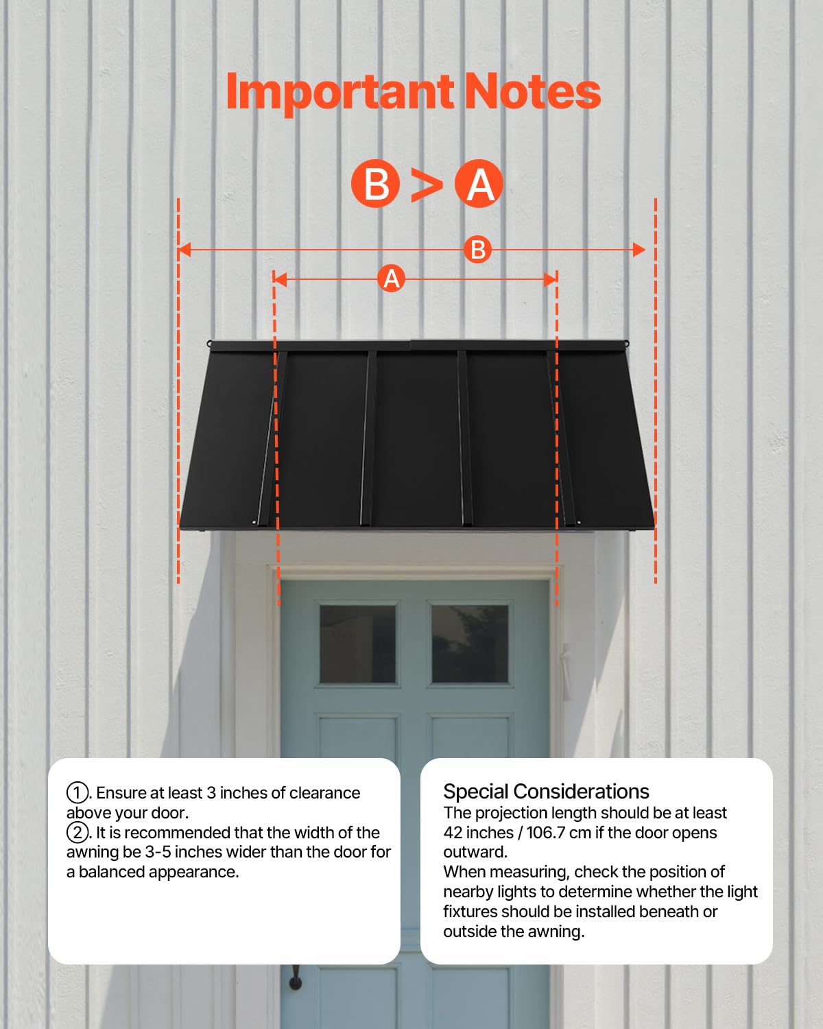 VEVOR black finish complements homes storefronts and patios with a sleek modern look
