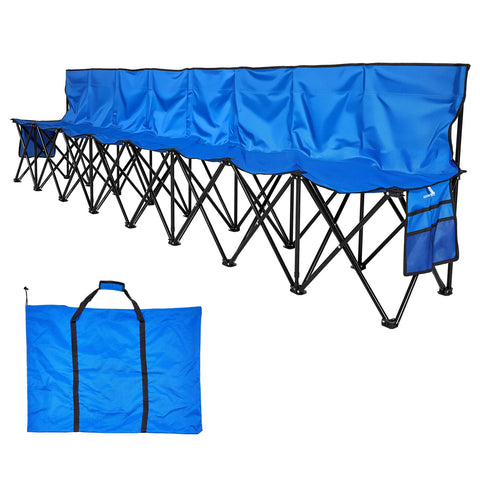 VEVOR blue portable bench offers a comfortable field-side resting spot.