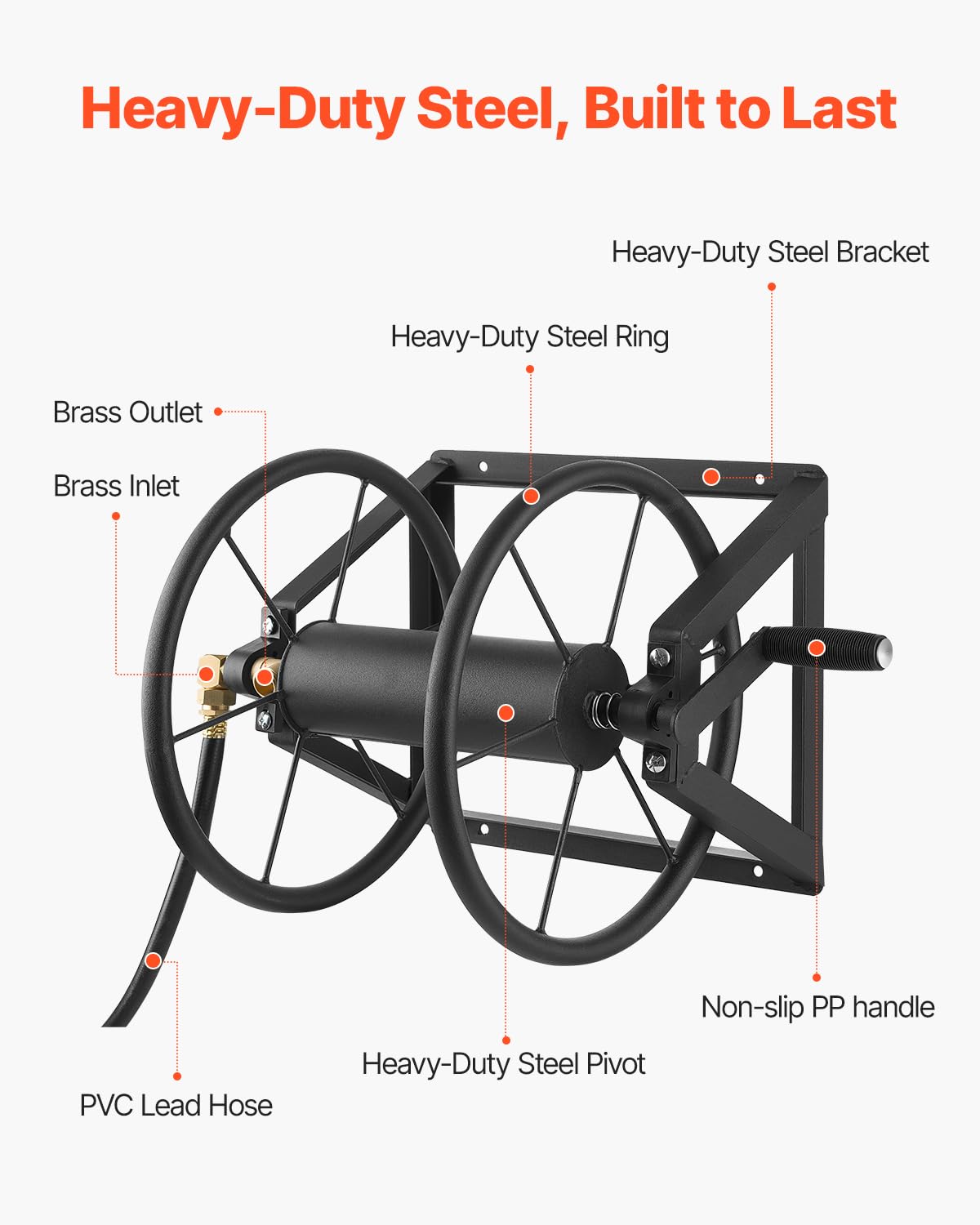 VEVOR brass connector ensures leak-free connections for consistent watering.