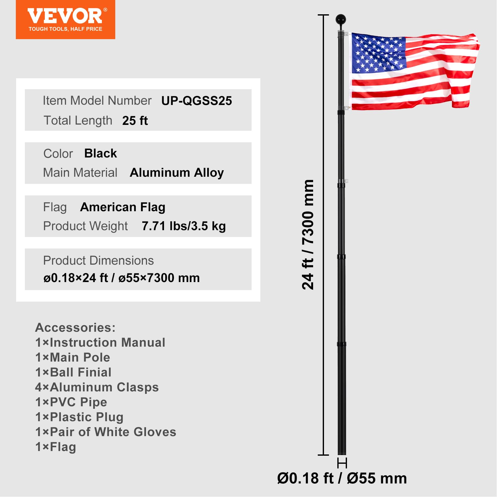 VEVOR flag accessories kit simplifies installation and secure mounting.