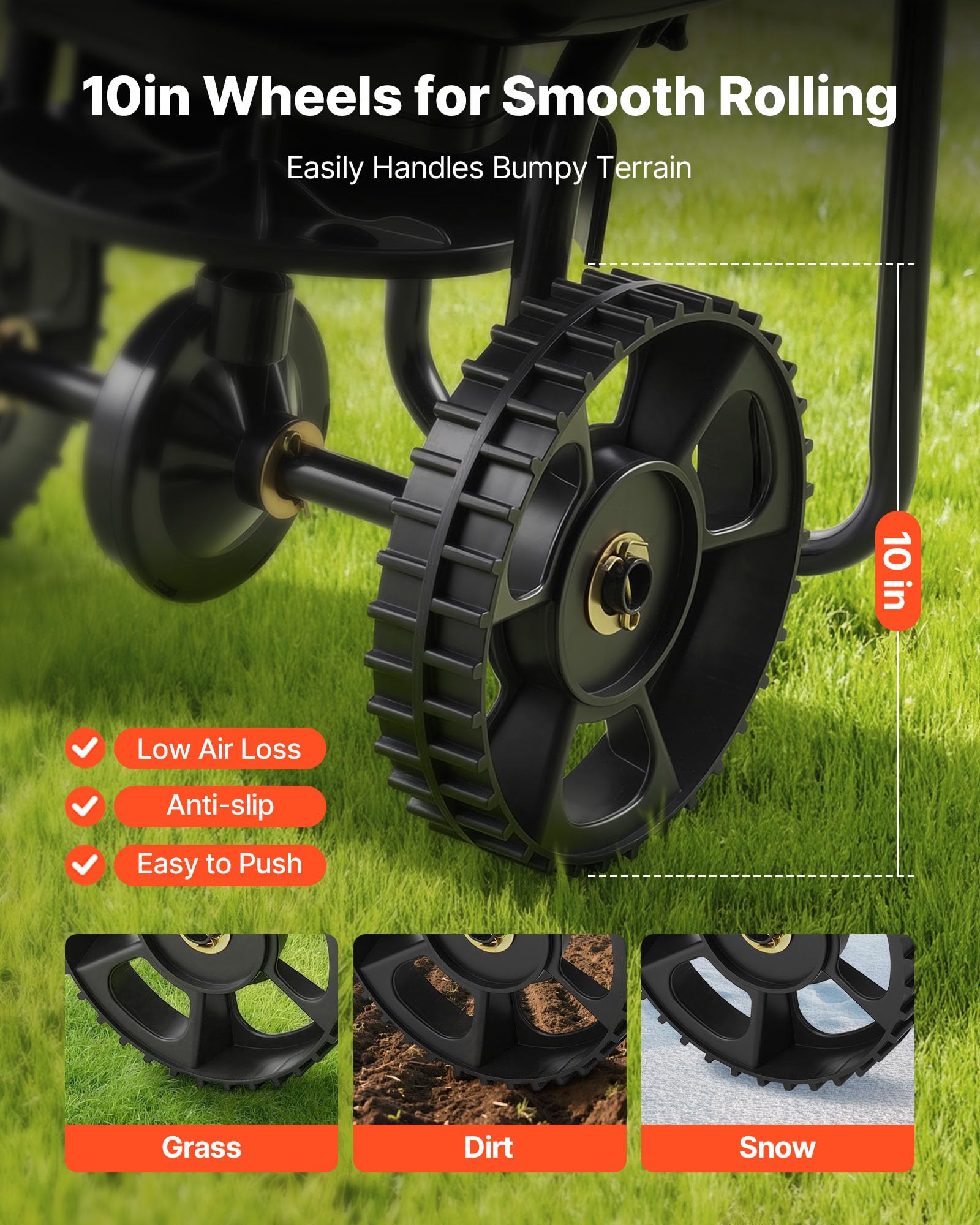 VEVOR Broadcast Spreader features a 15 lb hopper for medium-size yard projects.