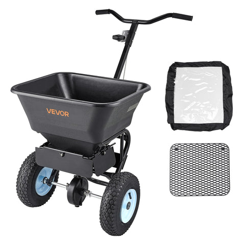 VEVOR spreader all-terrain mobility shown during use.