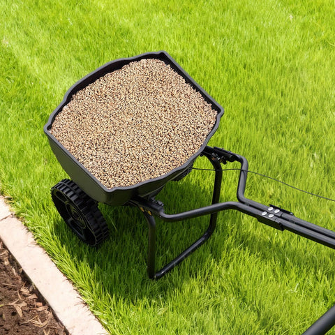 VEVOR Broadcast Spreader compact-storage design with detachable parts for easy storage.